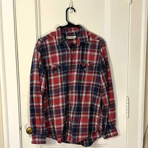 Flannel Shirt Women's Red White Blue Plaid Faded Glory Medium